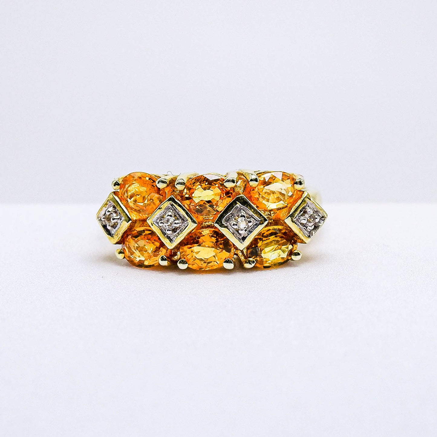 แหวนเงินแท้ 925 ฝังพลอย บุษราคัมบางกะจะ (Yellow Sapphire) + เซอร์คอน (Zircon)