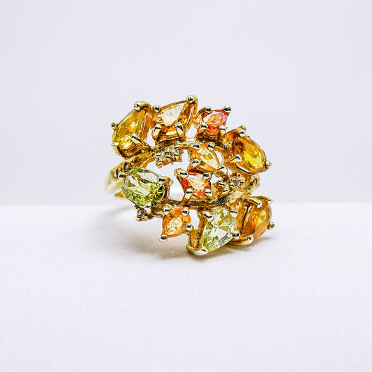 แหวนเงินแท้ 925 ฝังพลอย บุษราคัม (Yellow Sapphire) + ไวท์โทพาส (whitetopaz)