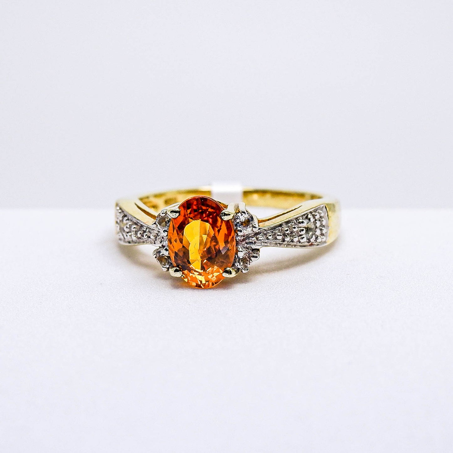 แหวนเงินแท้ 925 ฝังพลอย บุษราคัมบางกะจะ (Yellow Sapphire) + เซอร์คอน (Zircon)