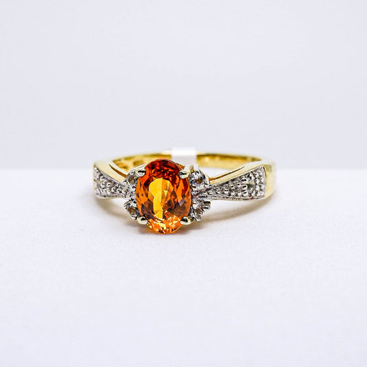 แหวนเงินแท้ 925 ฝังพลอย บุษราคัมบางกะจะ (Yellow Sapphire) + เซอร์คอน (Zircon)