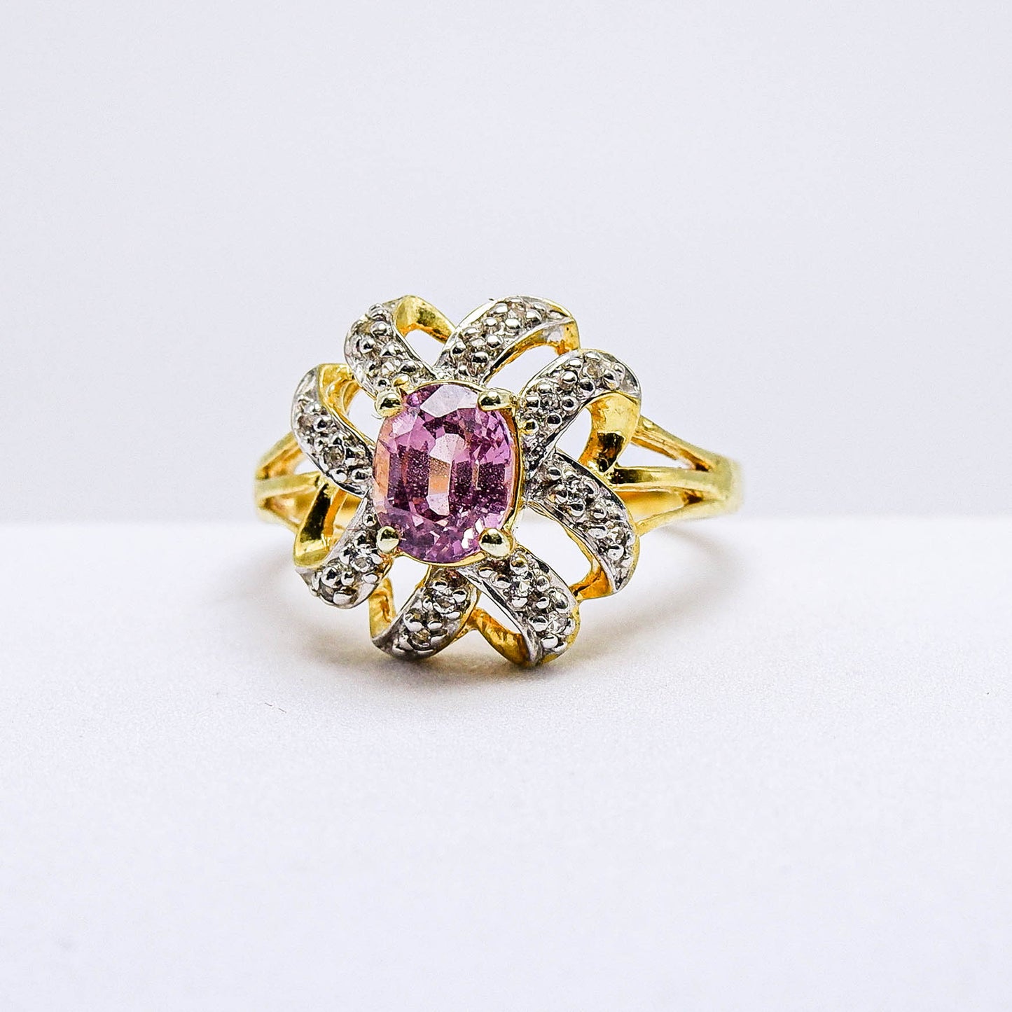 แหวนเงินแท้ 925 ฝังพลอย ทัวร์มาลีน (Tourmaline) + ไวท์โทพาส (whitetopaz)