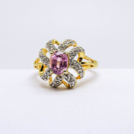 แหวนเงินแท้ 925 ฝังพลอย ทัวร์มาลีน (Tourmaline) + ไวท์โทพาส (whitetopaz)