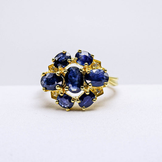 แหวนเงินแท้ 925 ฝังพลอย ไพลิน (Blue Sapphire) + เซออ์คอน (Zircon)