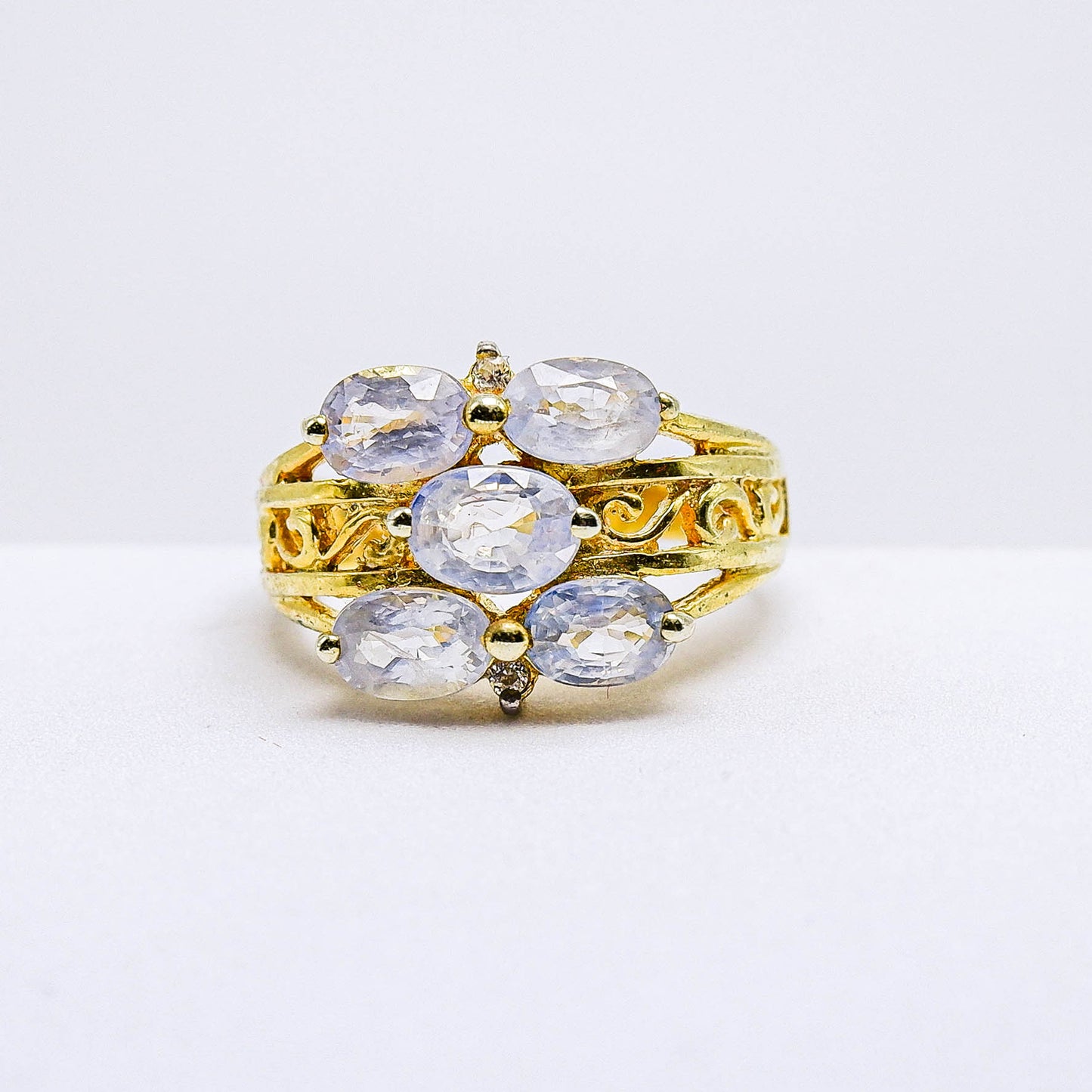 แหวนเงินแท้ 925 ฝังพลอย แซฟไฟร์ศรีลังกา (Ceylon Sapphire) + เซอร์คอน (Zircon)