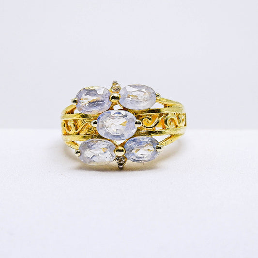 แหวนเงินแท้ 925 ฝังพลอย แซฟไฟร์ศรีลังกา (Ceylon Sapphire) + เซอร์คอน (Zircon)