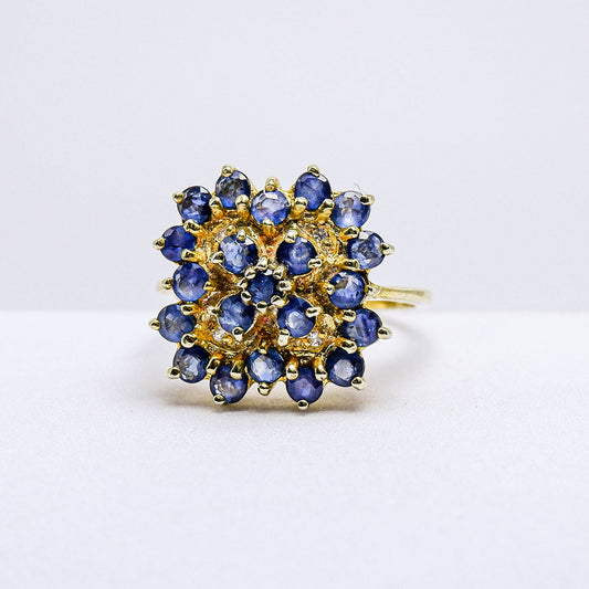 แหวนเงินแท้ 925 ฝังพลอย ไพลิน (Blue Sapphire) + ไวท์โทพาส (whitetopaz)