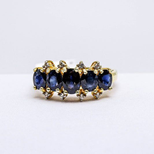 แหวนเงินแท้ 925 ฝังพลอย ไพลิน (Blue Sapphire) + เซอร์คอน (Zircon)
