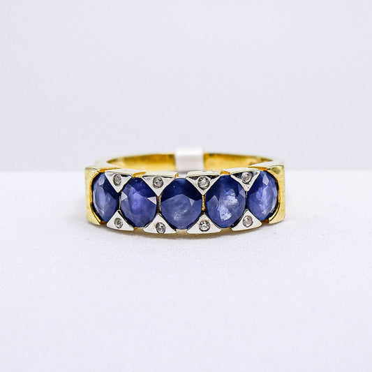 แหวนเงินแท้ 925 ฝังพลอย ไพลิน (Blue Sapphire) + เซอร์คอน (Zircon)