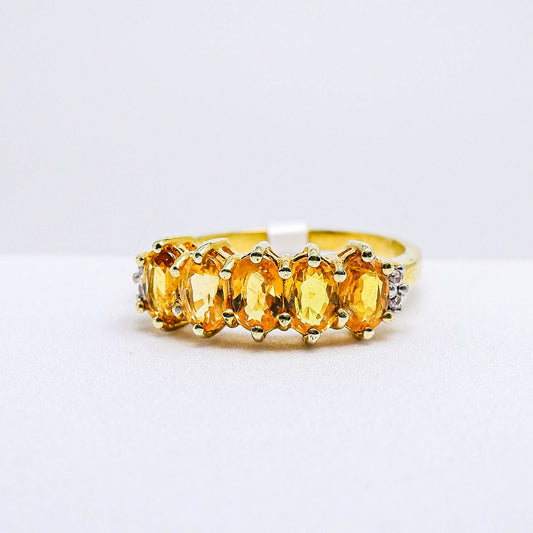 แหวนเงินแท้ 925 ฝังพลอย บุษราคัม (Yellow Sapphire) + เซอร์คอน (Zircon)