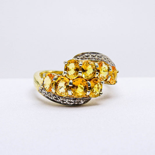 แหวนเงินแท้ 925 ฝังพลอย บุษราคัมบางกะจะ (Yellow Sapphire) + เซอร์คอน (Zircon)
