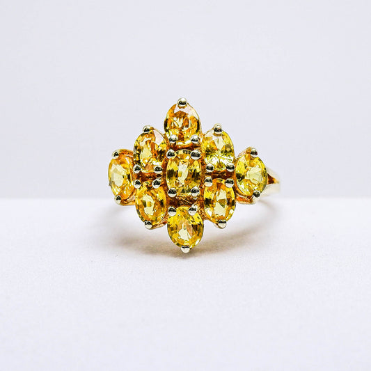 แหวนเงินแท้ 925 ฝังพลอย บุษราคัมบางกะจะ (Yellow Sapphire)