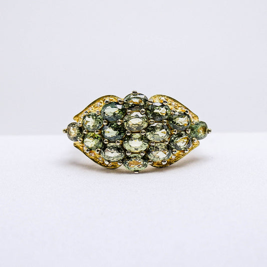 แหวนเงินแท้ 925 ฝังพลอย กรีนแซฟไฟร์ (Green Sapphire) + เซอร์คอน (Zircon)
