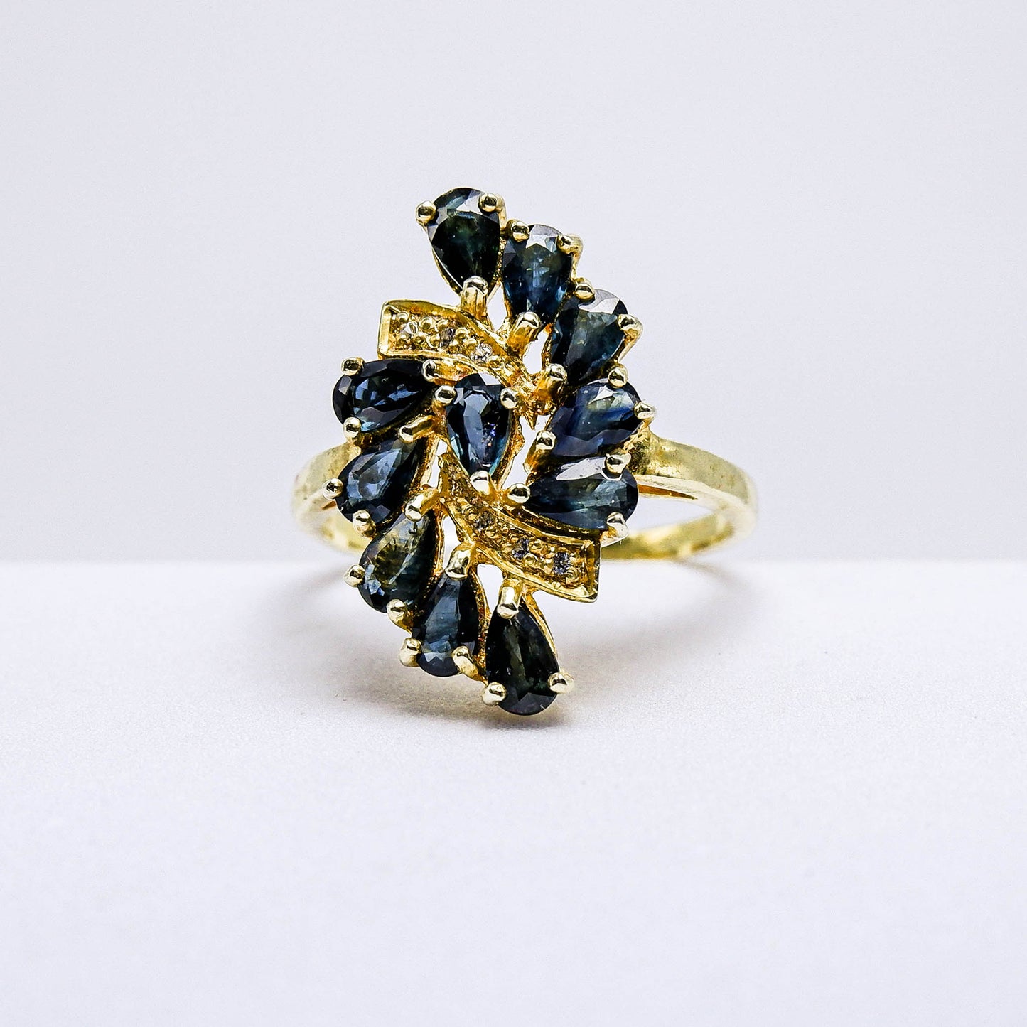 แหวนเงินแท้ 925 ฝังพลอย ไพลิน (Blue Sapphire) + เซอร์คอน (Zircon)