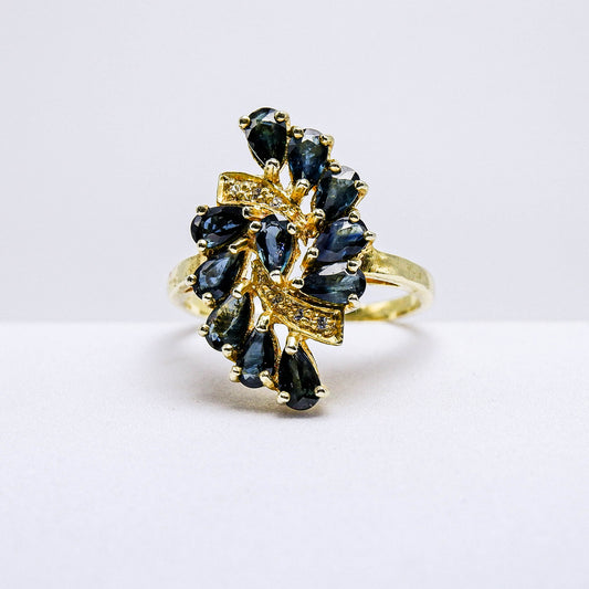 แหวนเงินแท้ 925 ฝังพลอย ไพลิน (Blue Sapphire) + เซอร์คอน (Zircon)