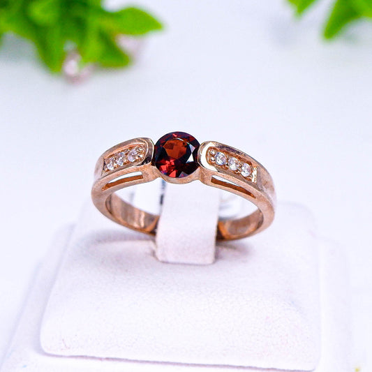 แหวนเงินแท้ 925 ฝังพลอย โกเมน (Garnet) + เซอร์คอน (Zircon)