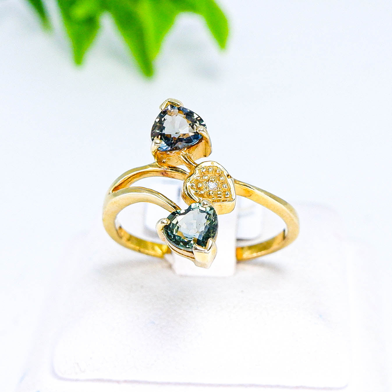 แหวนเงินแท้ 925 ฝังพลอย แซฟไฟร์แทนซาเนียดิบ (Unheated/Natural Sapphire from Tanzania) + เซอร์คอน (Zircon)