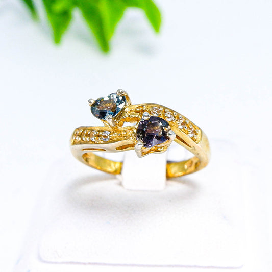 แหวนเงินแท้ 925 ฝังพลอย แซฟไฟร์แทนซาเนีย (Songea Sapphire) + เซอร์คอน (Zircon)