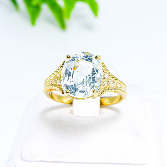 แหวนเงินแท้ 925 ฝังพลอย อความารีน (Aqua marin) + เซอร์คอน (Zircon) (สำเนา)
