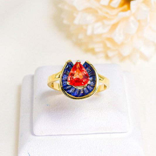 แหวนทอง9K ฝังพลอยแซฟไฟร์ (Sapphire) + ไพลิน (Blue Sapphire)