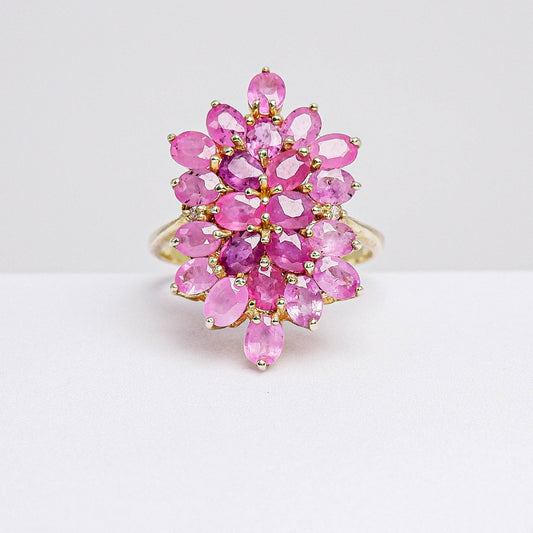 แหวนเงินแท้ 925 ฝังพลอย ทับทิมเวียดนาม (Vietnamese Ruby) + ไวท์โทพาส (whitetopaz)
