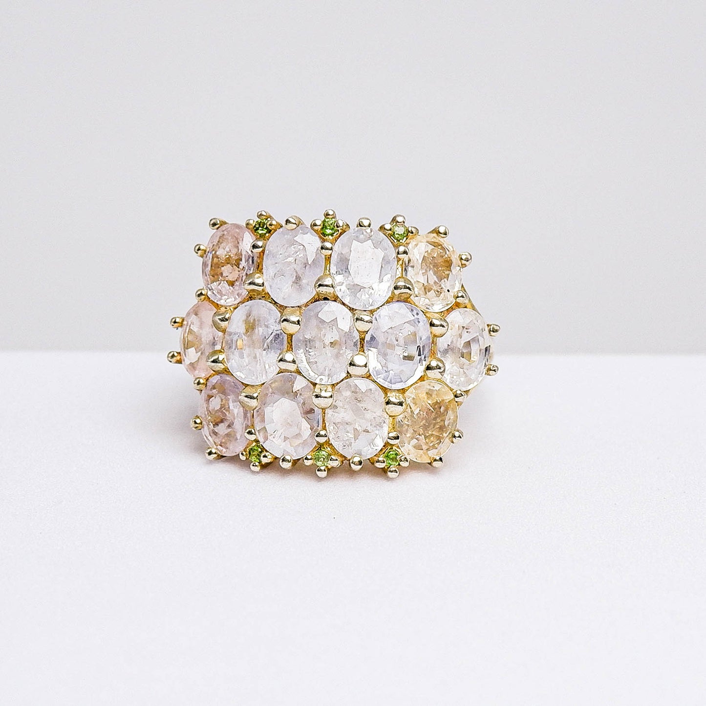 แหวนเงินแท้ 925 ฝังพลอย แซฟไฟร์ศรีลังกา (Ceylon Sapphire) + กรีนโครมไดออฟไซต์ (Green Chrome Diopside)