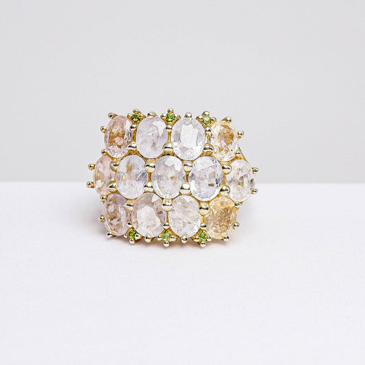 แหวนเงินแท้ 925 ฝังพลอย แซฟไฟร์ศรีลังกา (Ceylon Sapphire) + กรีนโครมไดออฟไซต์ (Green Chrome Diopside)