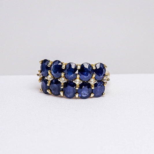 แหวนเงินแท้ 925 ฝังพลอย ไพลิน(Blue Sapphire)+ไวท์โทพาส(whitetopaz)