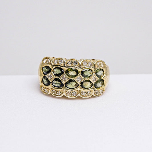 แหวนเงินแท้ 925 ฝังพลอย แซฟไฟร์บางกะจะ (Sapphire) + เซอร์คอน (Zircon)