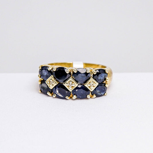 แหวนเงินแท้ 925 ฝังพลอย ไพลิน (Blue Sapphire) + เซอร์คอน (Zircon)