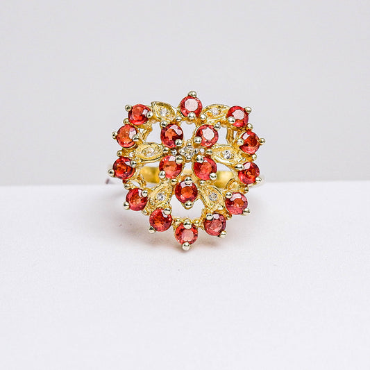 แหวนเงินแท้ 925 ฝังพลอย เรดแซฟไฟร์ (Red Sapphire) + ไวท์โทพาส (whitetopaz)