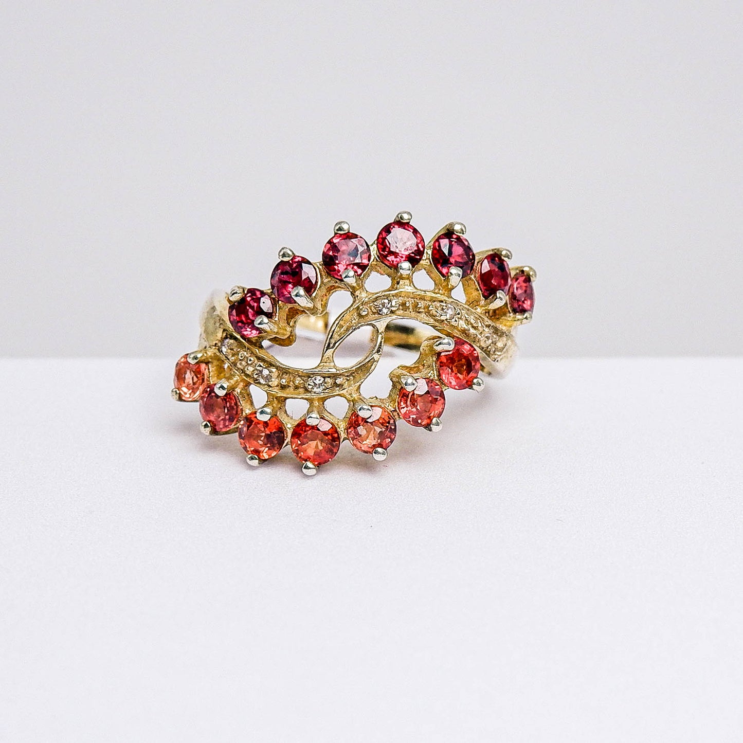 แหวนเงินแท้ 925 ฝังพลอย แทนซาเนียรูบี้ (Tanzania Ruby) + ไวท์โทพาส (whitetopaz)