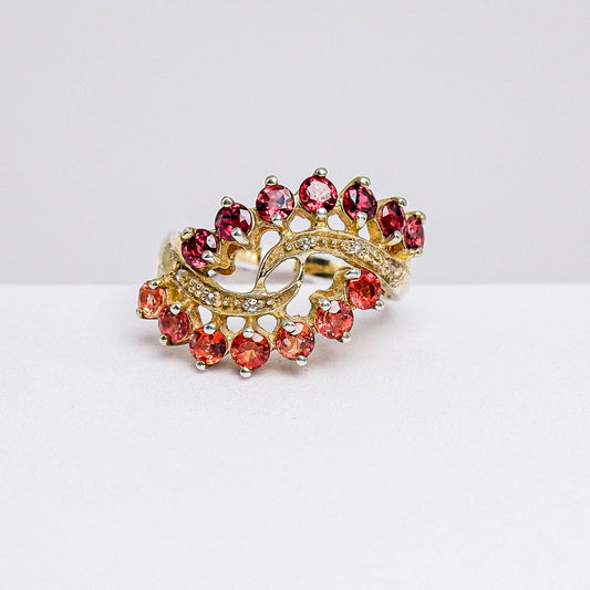 แหวนเงินแท้ 925 ฝังพลอย แทนซาเนียรูบี้ (Tanzania Ruby) + ไวท์โทพาส (whitetopaz)
