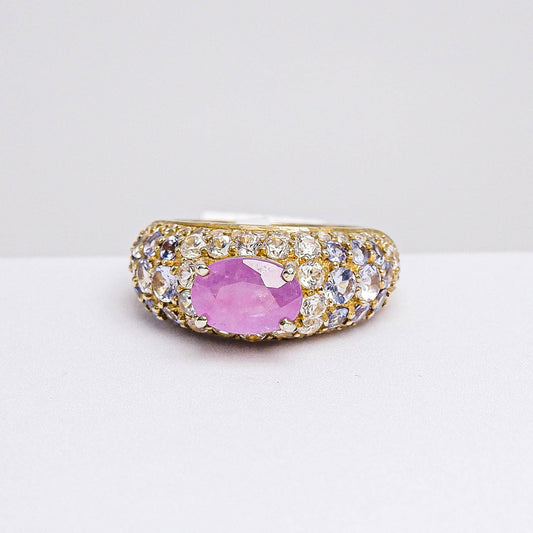 แหวนเงินแท้ 925 ฝังพลอย แซฟไฟร์เวียดนาม(Vietnam Sapphire)+แทนซาไนท์(Tanzanite)+เซอร์คอน(Zircon)