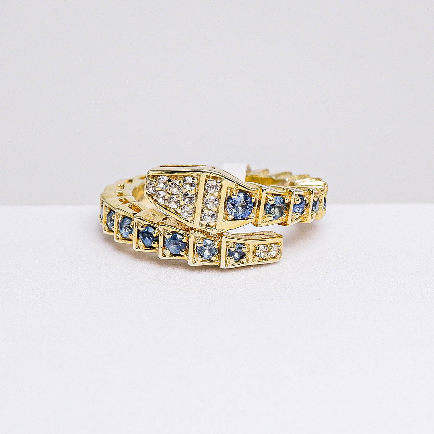 แหวนเงินแท้ 925 ฝังพลอย ไพลิน (Blue Sapphire) + ไวท์โทพาส (whitetopaz)