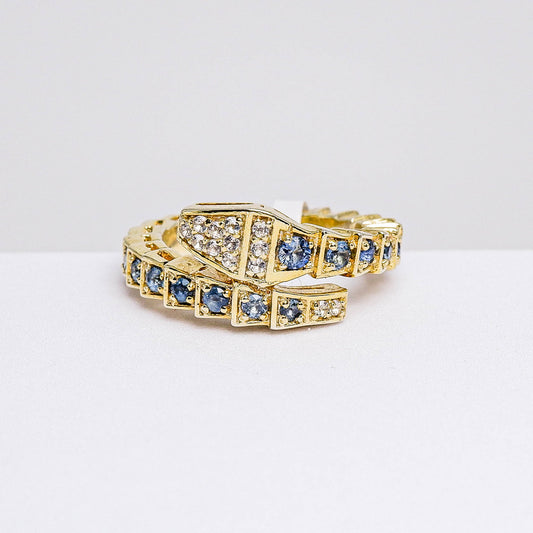 แหวนเงินแท้ 925 ฝังพลอย ไพลิน (Blue Sapphire) + ไวท์โทพาส (whitetopaz)