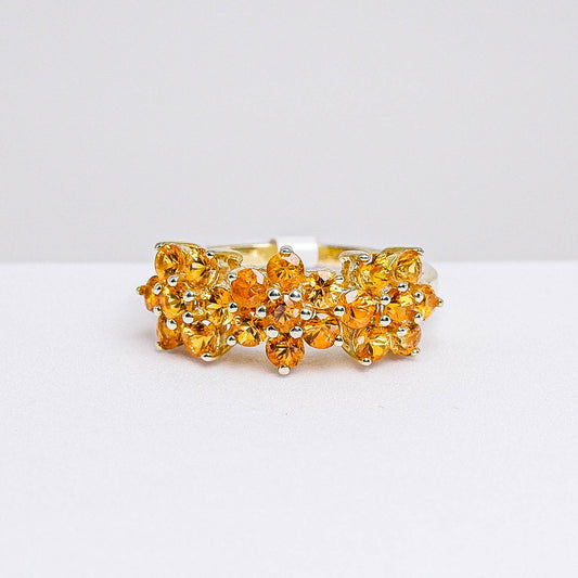 แหวนเงินแท้ 925 ฝังพลอย บุษราคัมบางกะจะ (Yellow Sapphire)