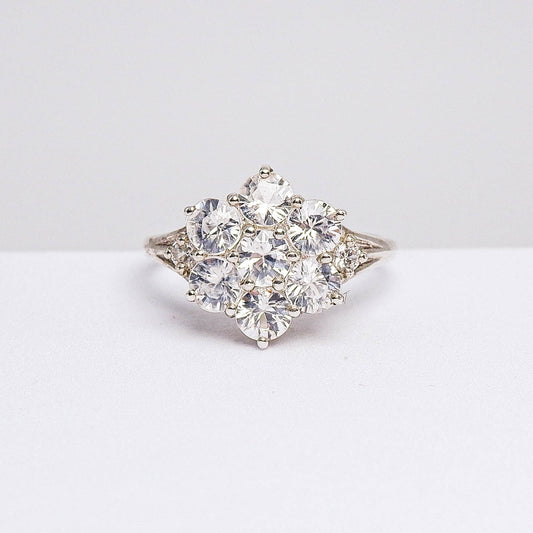 แหวนเงินแท้ 925 ฝังพลอย เพทายขาว (White Zircon) + เซอร์คอน (Zircon)