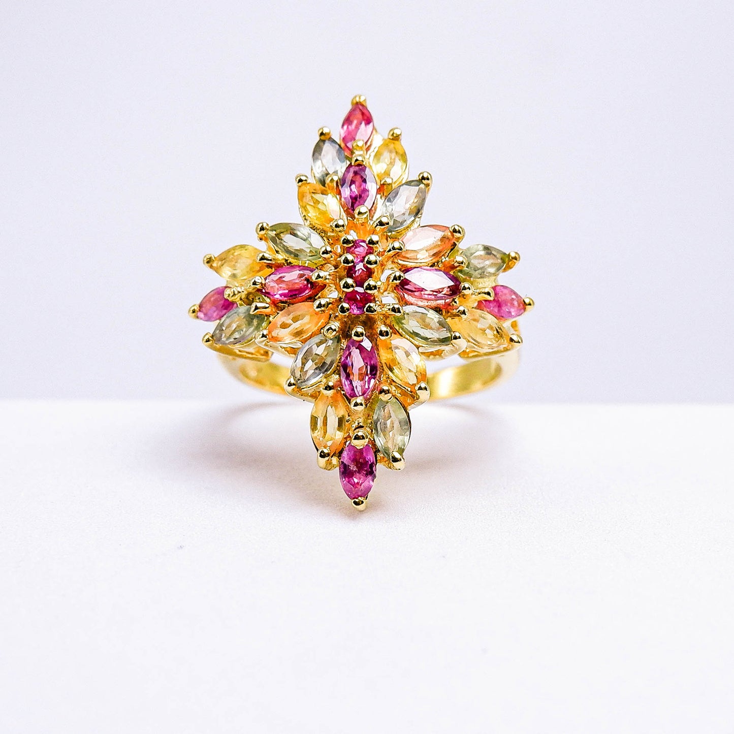 แหวนเงินแท้ 925 ฝังพลอย ทับทิมไทย(Siam Ruby)+แซฟไฟร์(Sapphire)+ทับทิมไทย(Siam Ruby)