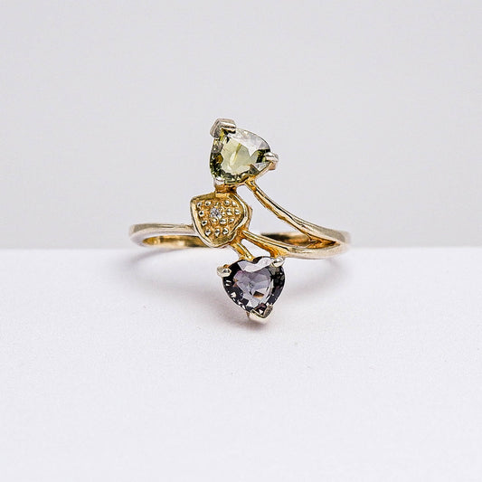 แหวนเงินแท้ 925 ฝังพลอย แฟนซีแทนซาเนีย (ดิบ)  (Fancy Tanzanite)(Unheated) + เซอร์คอน (Zircon)