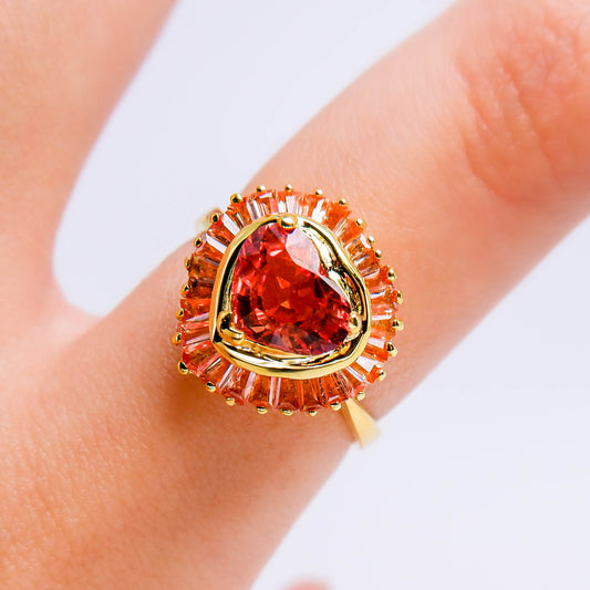 แหวนทอง9K ฝังพลอยพัดพารัดชา (Padparadcha)