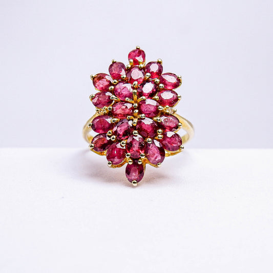 แหวนเงินแท้ 925 ฝังพลอย สปิเนล (Spinel) + ไวท์โทพาส (whitetopaz)