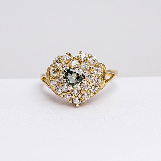 แหวนเงินแท้ 925 ฝังพลอย แซฟไฟร์แทนซาเนีย (Songea Sapphire) + เซอร์คอน (Zircon)