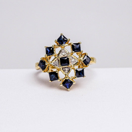 แหวนเงินแท้ 925 ฝังพลอย ไพลิน (Blue Sapphire) + เซอร์คอน (Zircon)