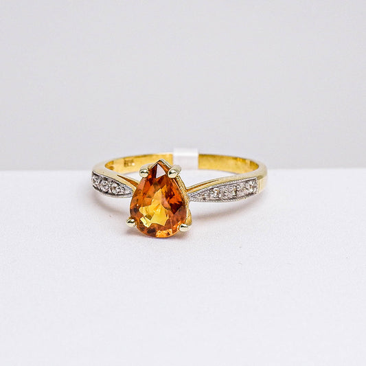 แหวนเงินแท้ 925 ฝังพลอย บุษราคัมบางกะจะ (Yellow Sapphire) + เซอร์คอน (Zircon)