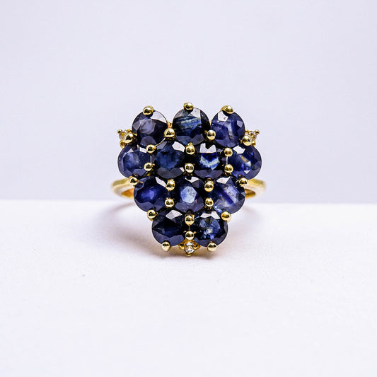 แหวนเงินแท้ 925 ฝังพลอย ไพลิน (Blue Sapphire) + ไวท์โทพาส (whitetopaz)