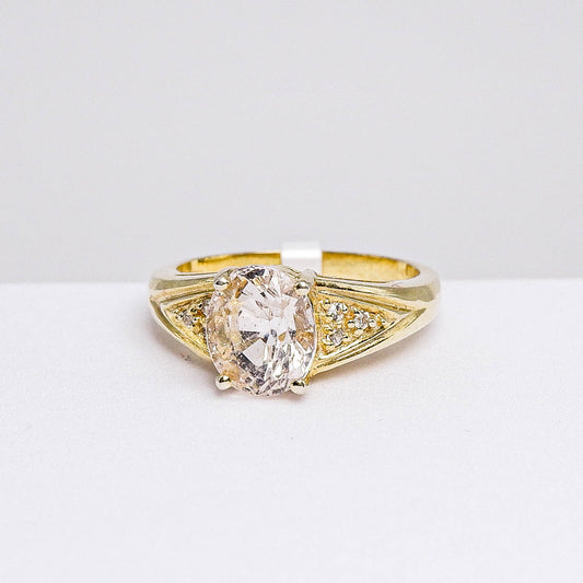 แหวนเงินแท้ 925 ฝังพลอย มอร์แกไนท์ (Morganite) + เซอร์คอน (Zircon)
