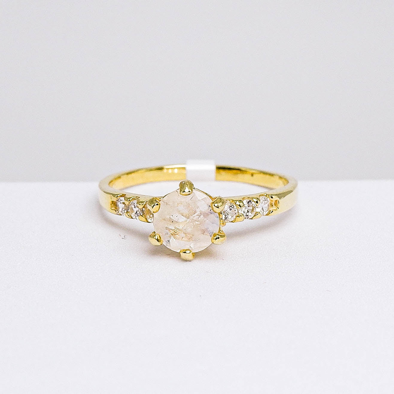แหวนเงินแท้ 925 ฝังพลอย มูนสโตน (Moonstone) + เซอร์คอน (Zircon)