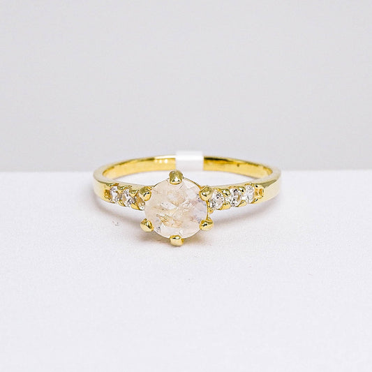 แหวนเงินแท้ 925 ฝังพลอย มูนสโตน (Moonstone) + เซอร์คอน (Zircon)