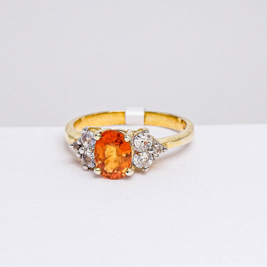 แหวนเงินแท้ 925 ฝังพลอย บุษราคัม (Yellow Sapphire) + เซอร์คอน (Zircon)