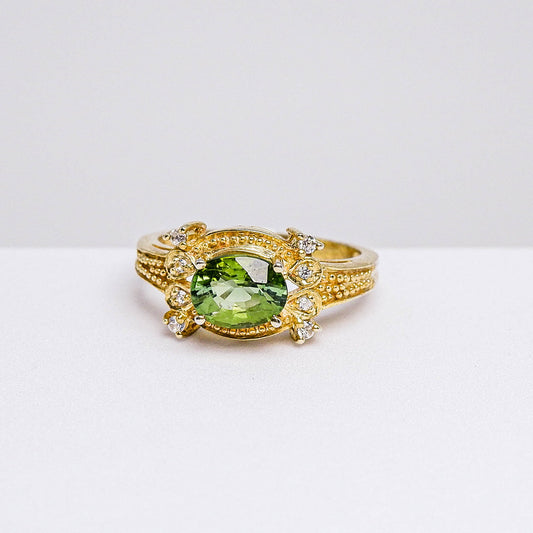 แหวนเงินแท้ 925 ฝังพลอย ทัวร์มาลีน (Tourmaline) + เซอร์คอน (Zircon)